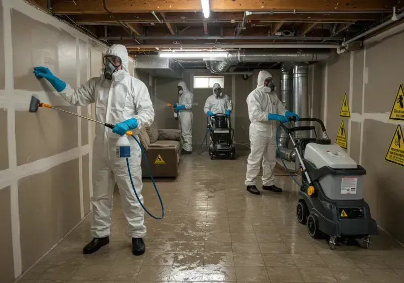 Basement Moisture Removal and Structural Drying process in Mayville, NY